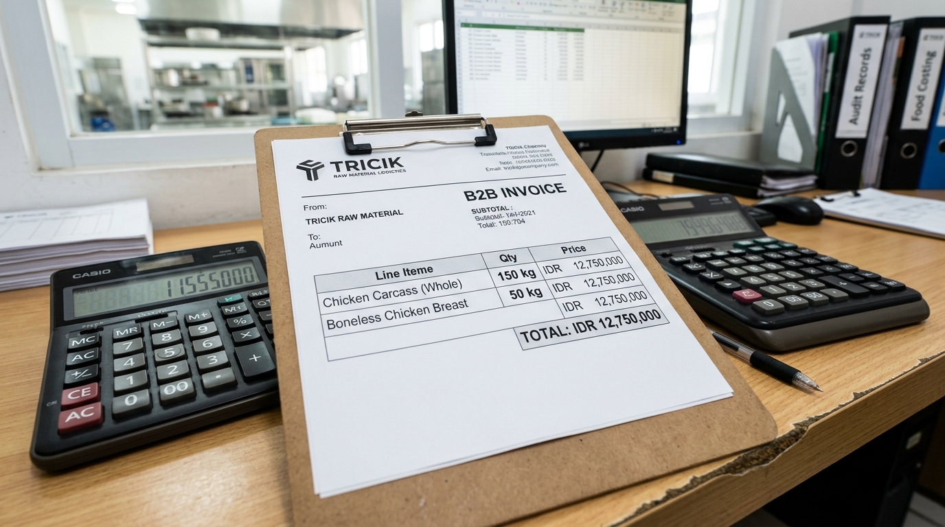 Transparansi audit faktur B2B untuk mencegah praktik mark-up harga bahan baku ayam segar menggunakan pasokan jujur dari Tricik di Dapur MBG