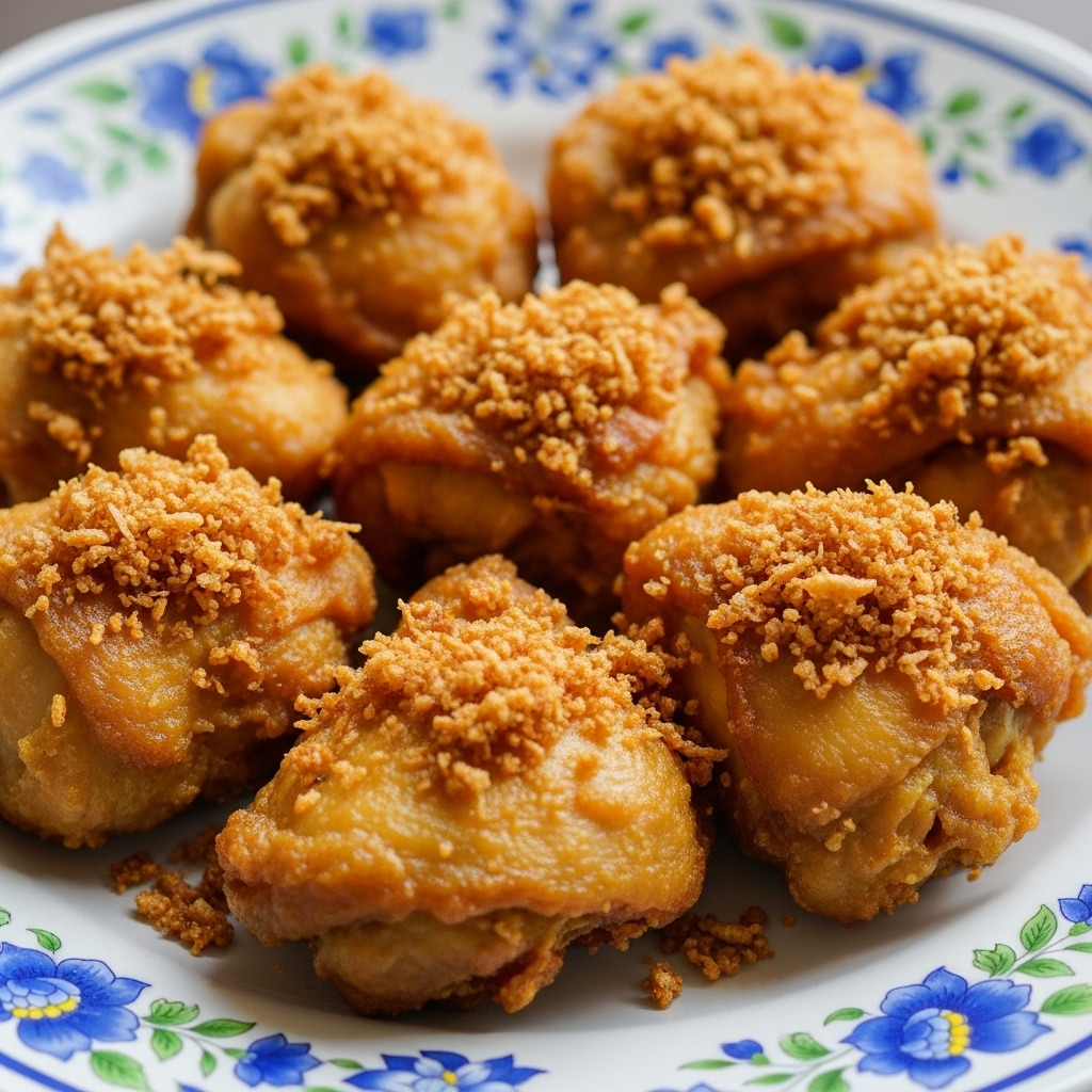 Porsi ayam goreng lengkuas RM Padang menggunakan karkas potong 8 fresh daily dari pasokan B2B Tricik Cengkareng.