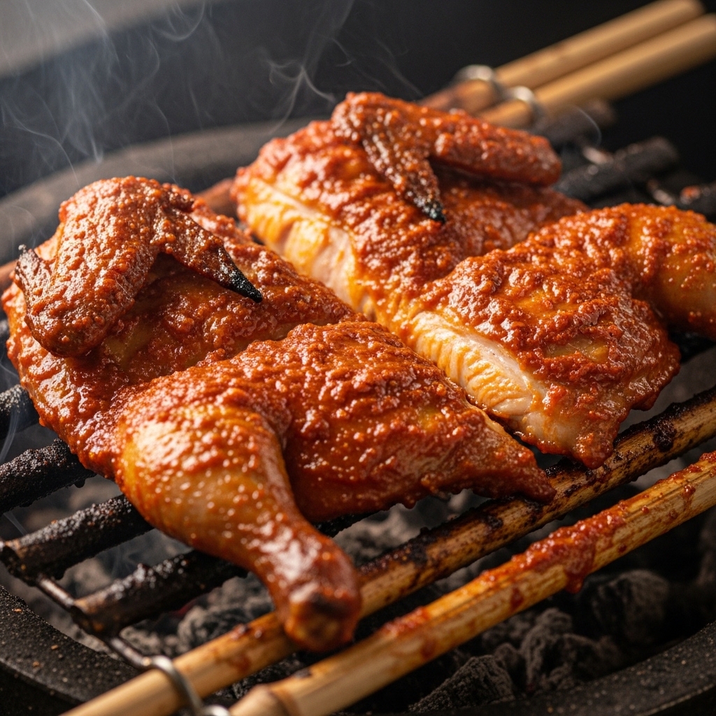 Setengah ekor ayam bakar Taliwang bumbu pedas menggunakan karkas ayam potong segar parting 2 dari Tricik.