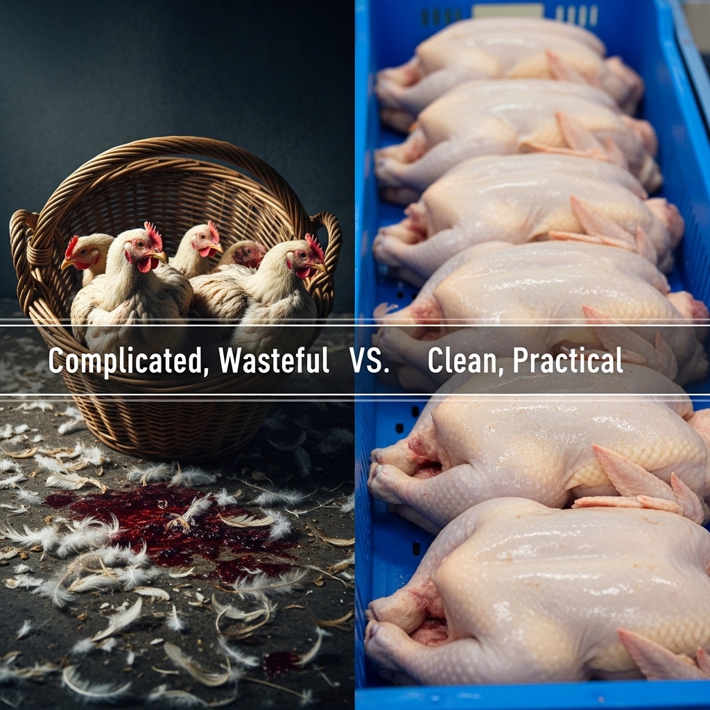 Perbandingan kerugian susut bobot ayam hidup dengan keuntungan karkas ayam bersih Tricik