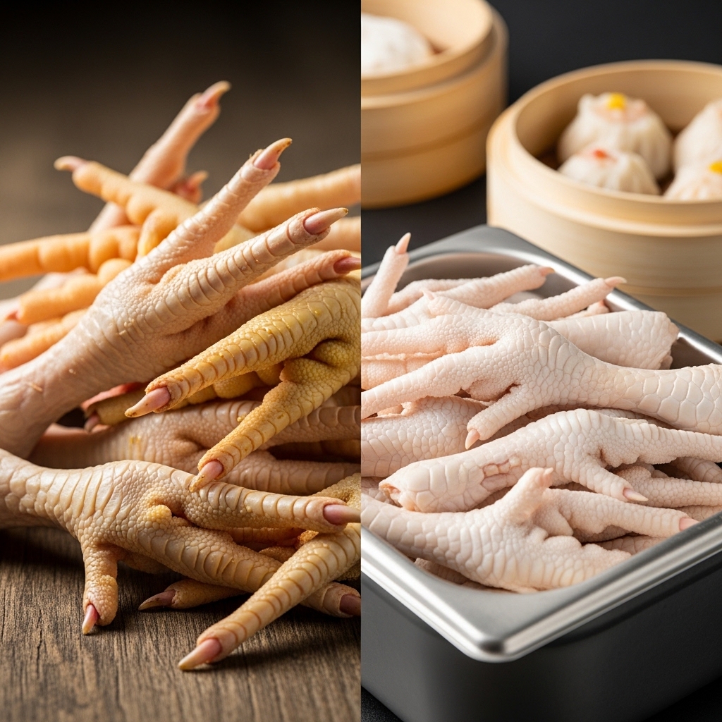 Perbandingan ceker ayam kotor vs ceker kupas bersih Tricik untuk efisiensi bisnis dimsum