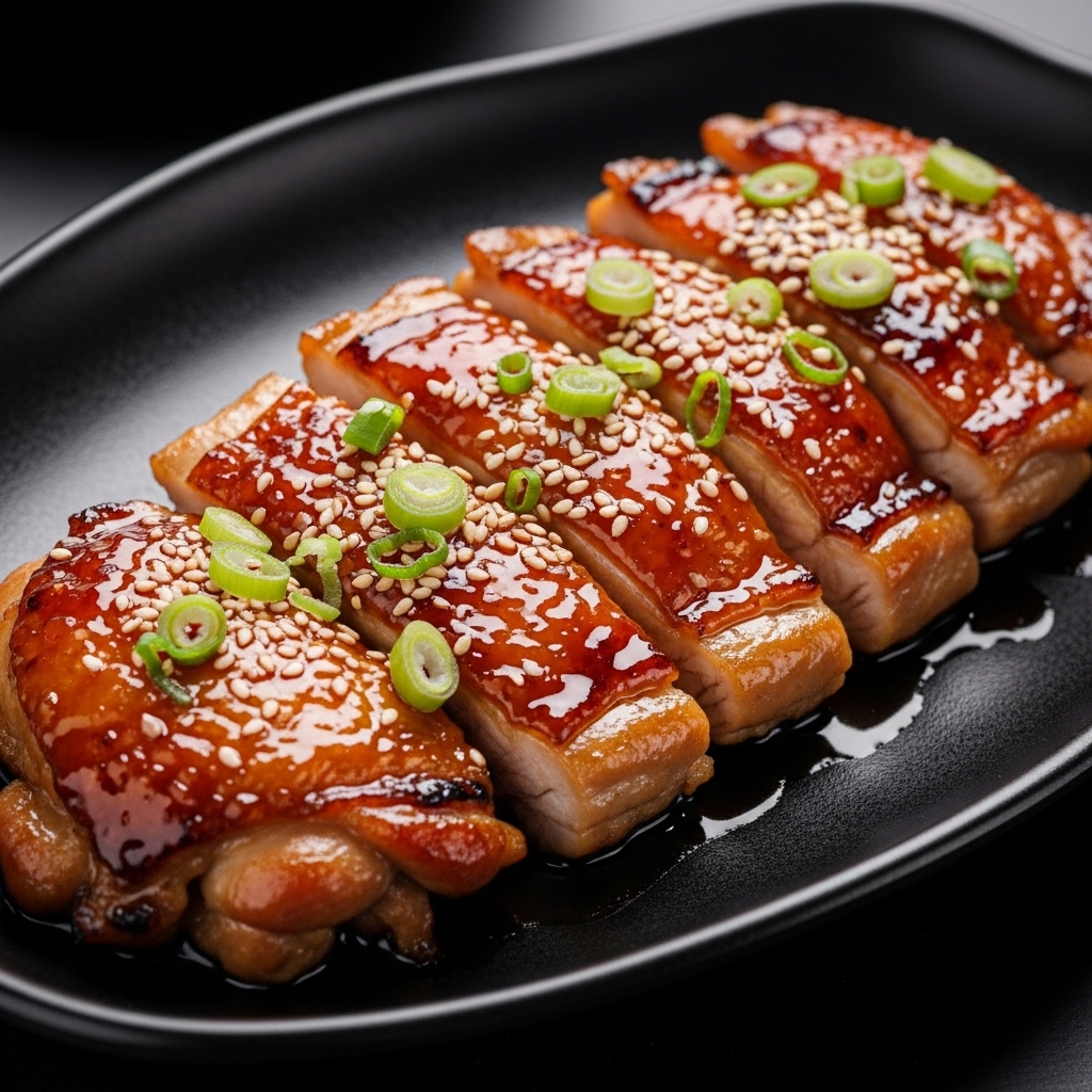 Olahan resep chicken teriyaki menggunakan daging boneless paha ayam skin-on segar dari suplai Tricik Cengkareng untuk restoran Jepang