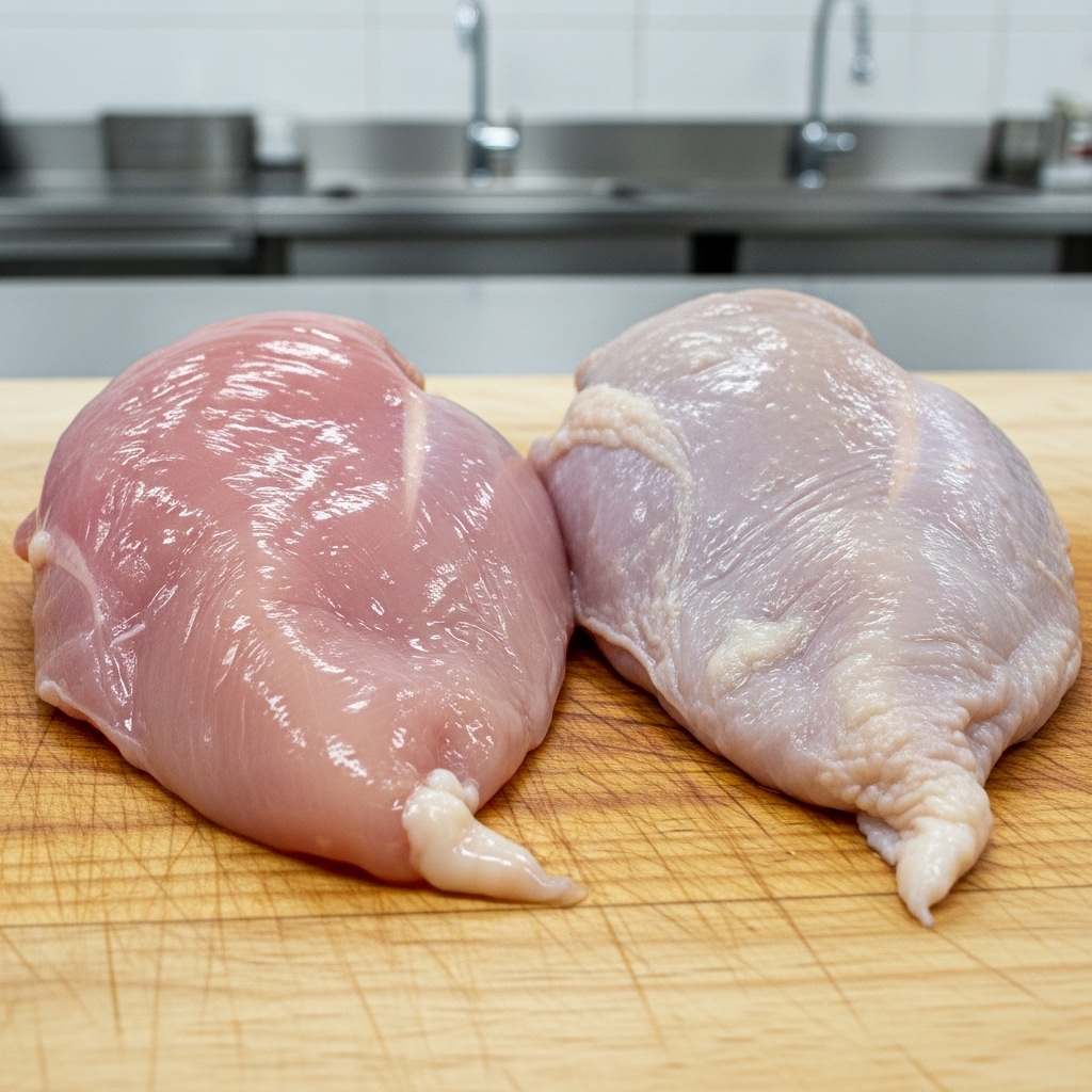 Perbandingan ciri fisik daging ayam segar tanpa formalin dari Tricik Cengkareng dengan ayam berpengawet untuk edukasi restoran B2B