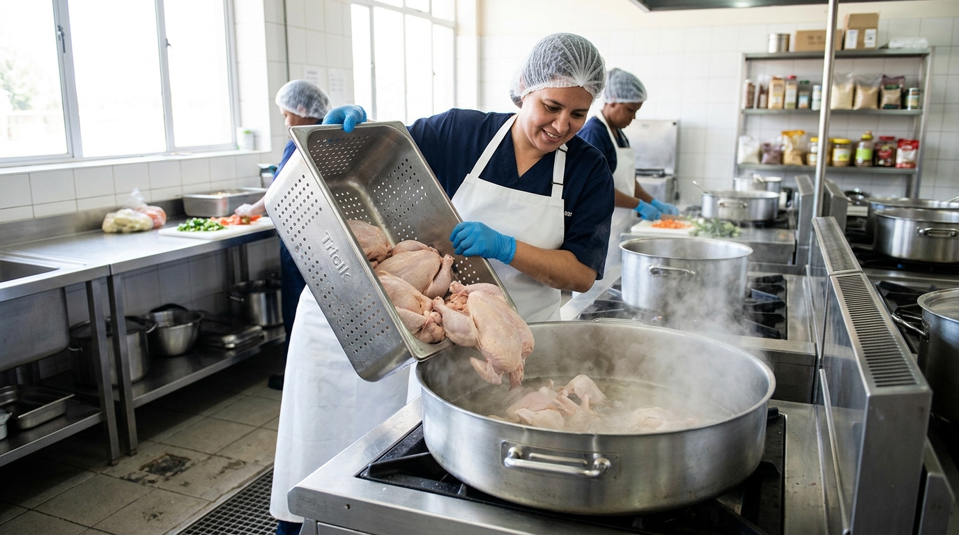 Efisiensi waktu masak Dapur MBG dengan memotong rantai thawing menggunakan ayam segar potong harian dari logistik pagi Tricik Cengkareng