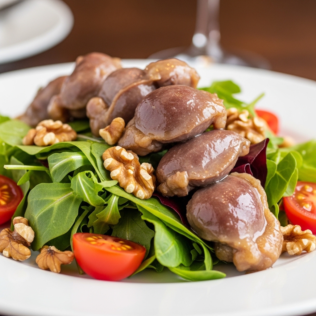 Inovasi menu gizzard confit atau ampela ayam masak lambat super empuk menggunakan jeroan potong segar Tricik Cengkareng untuk restoran B2B