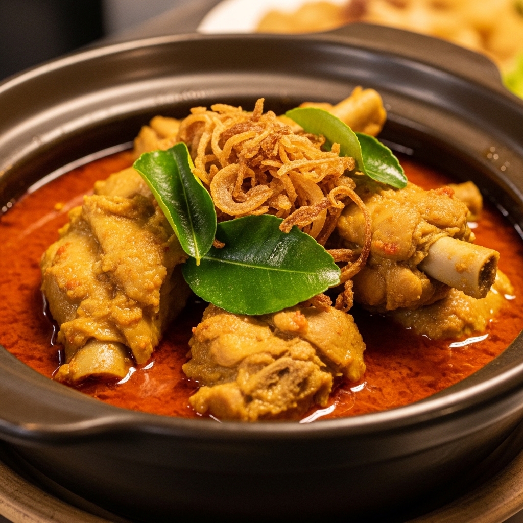 Gule ayam kaki lima berkuah kental kaldu hewani dari karkas utuh segar Tricik sebagai alternatif daging kambing hemat HPP.