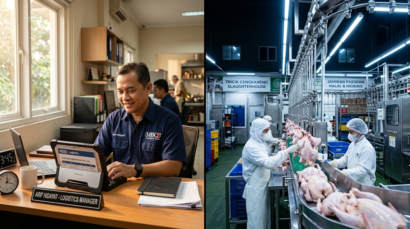Sistem disiplin Pre-Order PO H-1 logistik Tricik Cengkareng untuk mengamankan kepastian rantai pasok harian operasional Dapur MBG