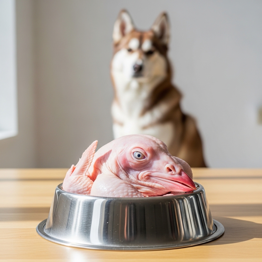 Kepala ayam mentah segar Tricik sebagai pakan raw food alami untuk kesehatan gigi anjing dan kucing