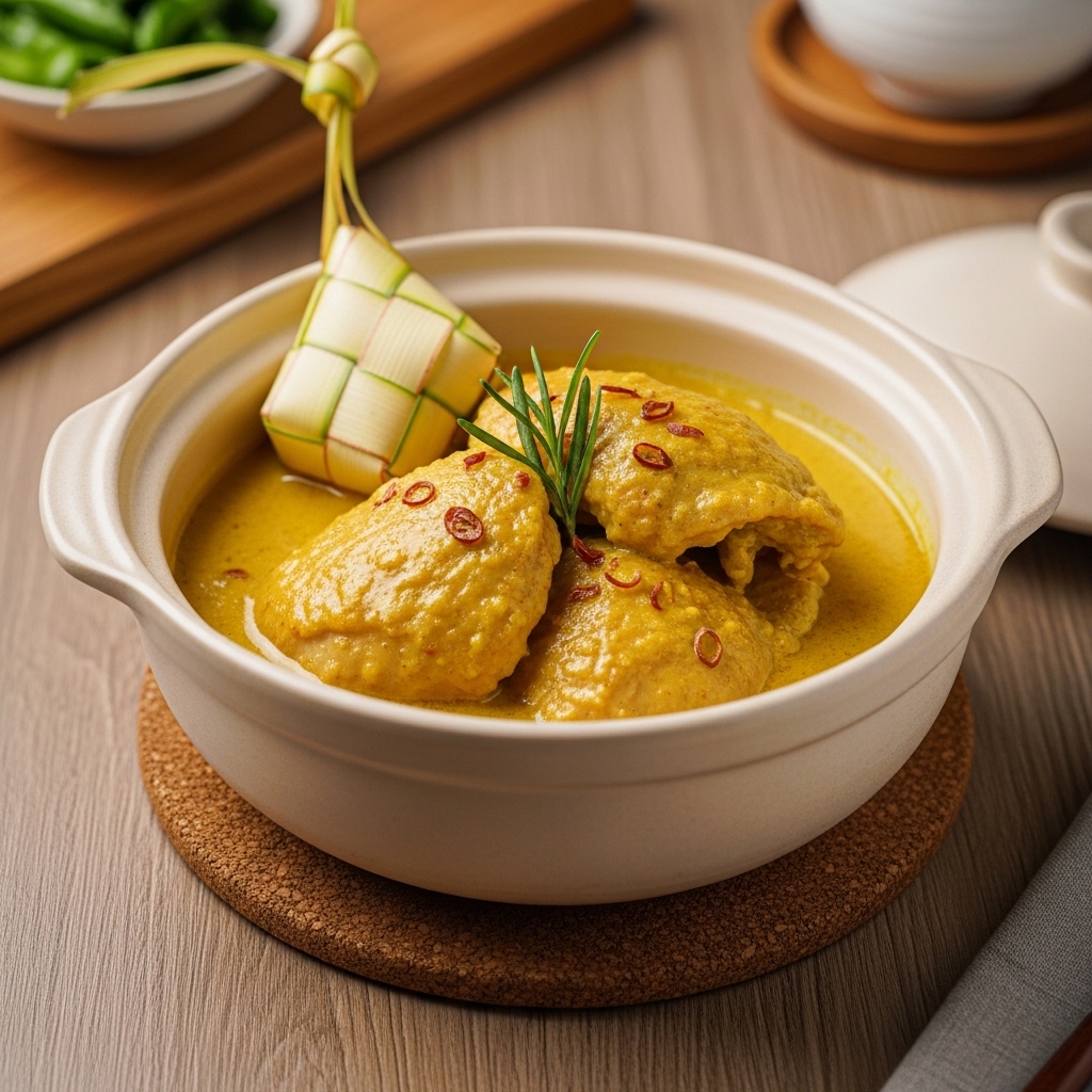 Sajian opor Lebaran cepat empuk menggunakan karkas ayam broiler segar dari distributor Tricik Cengkareng yang hemat waktu dan hemat gas