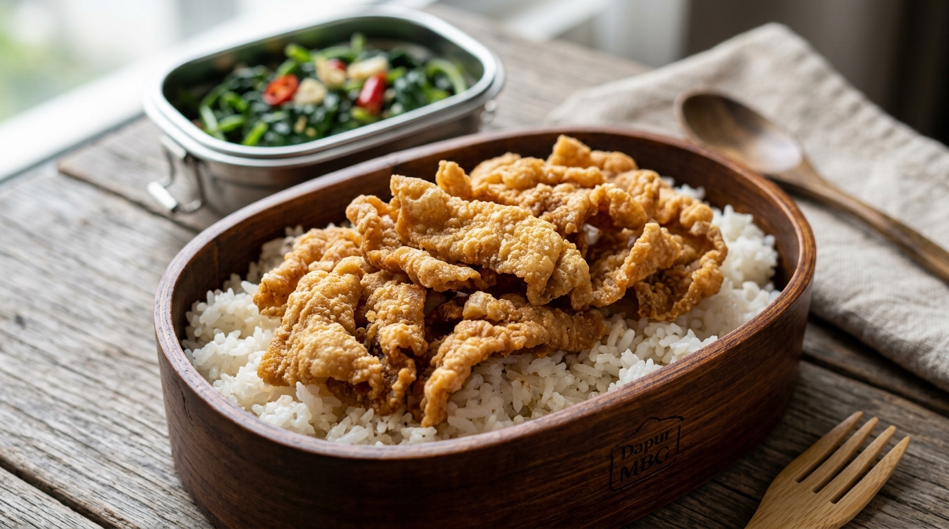 Grosir kulit ayam mentah bersih dari Tricik Cengkareng untuk topping krispi penambah selera makan pada kotak bekal Dapur MBG