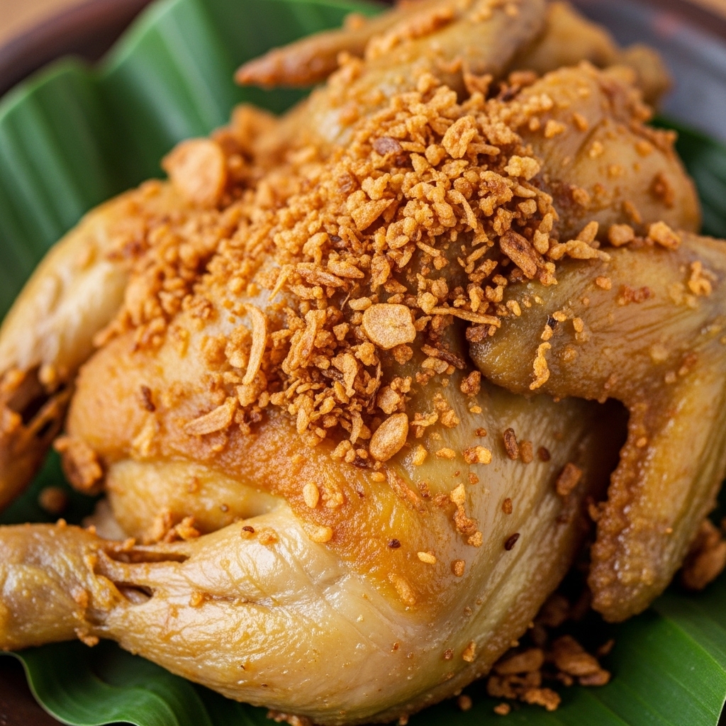 Ayam goreng laos khas Sunda dengan bumbu lengkuas menempel kuat menggunakan karkas ayam potong segar Tricik.