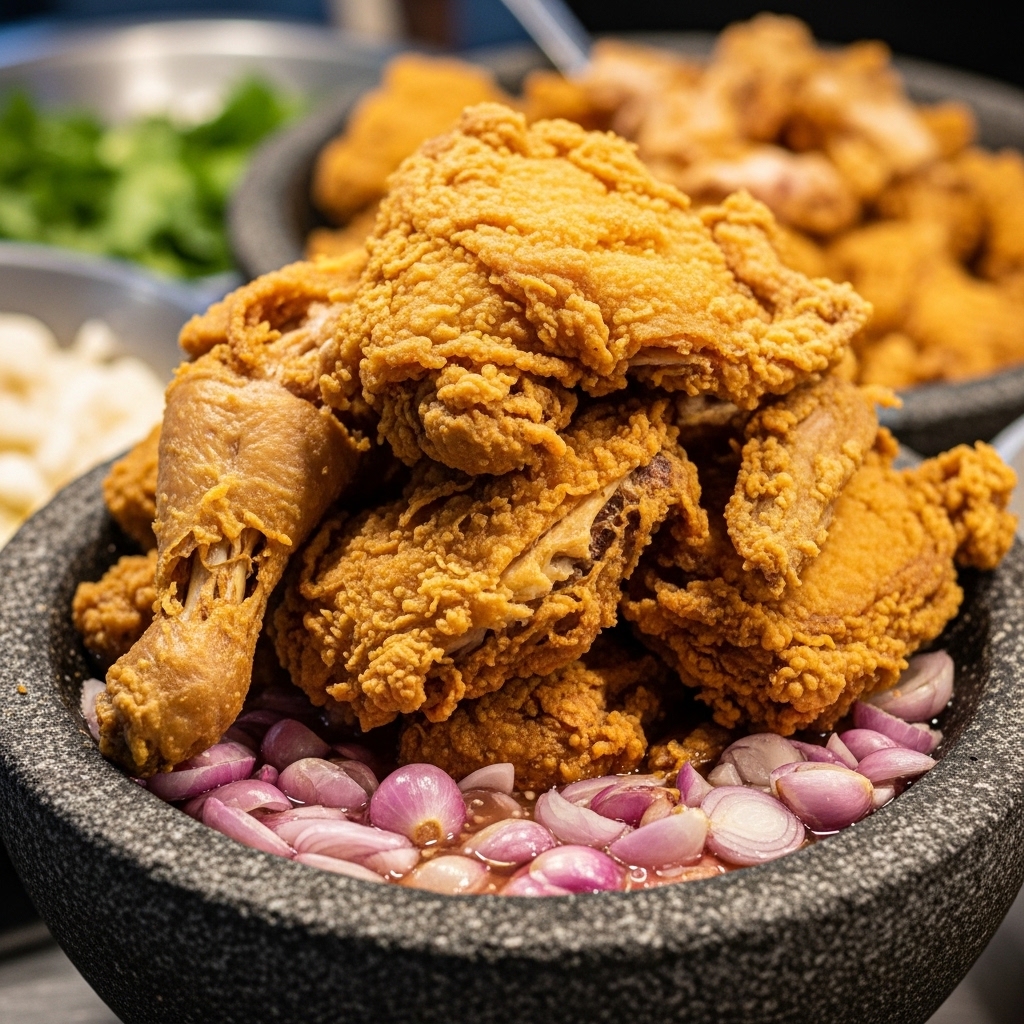 Volume ayam penyet goreng jumbo menggunakan karkas segar kesat tanpa suntik air dari distributor Tricik Cengkareng untuk bisnis restoran B2B