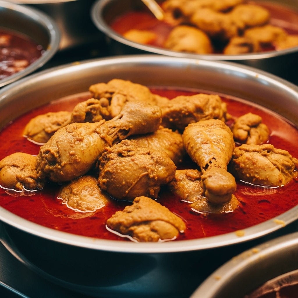 Gulai ayam parting 12 anti susut dari karkas segar Tricik untuk lauk etalase Nasi Kapau kaki lima.