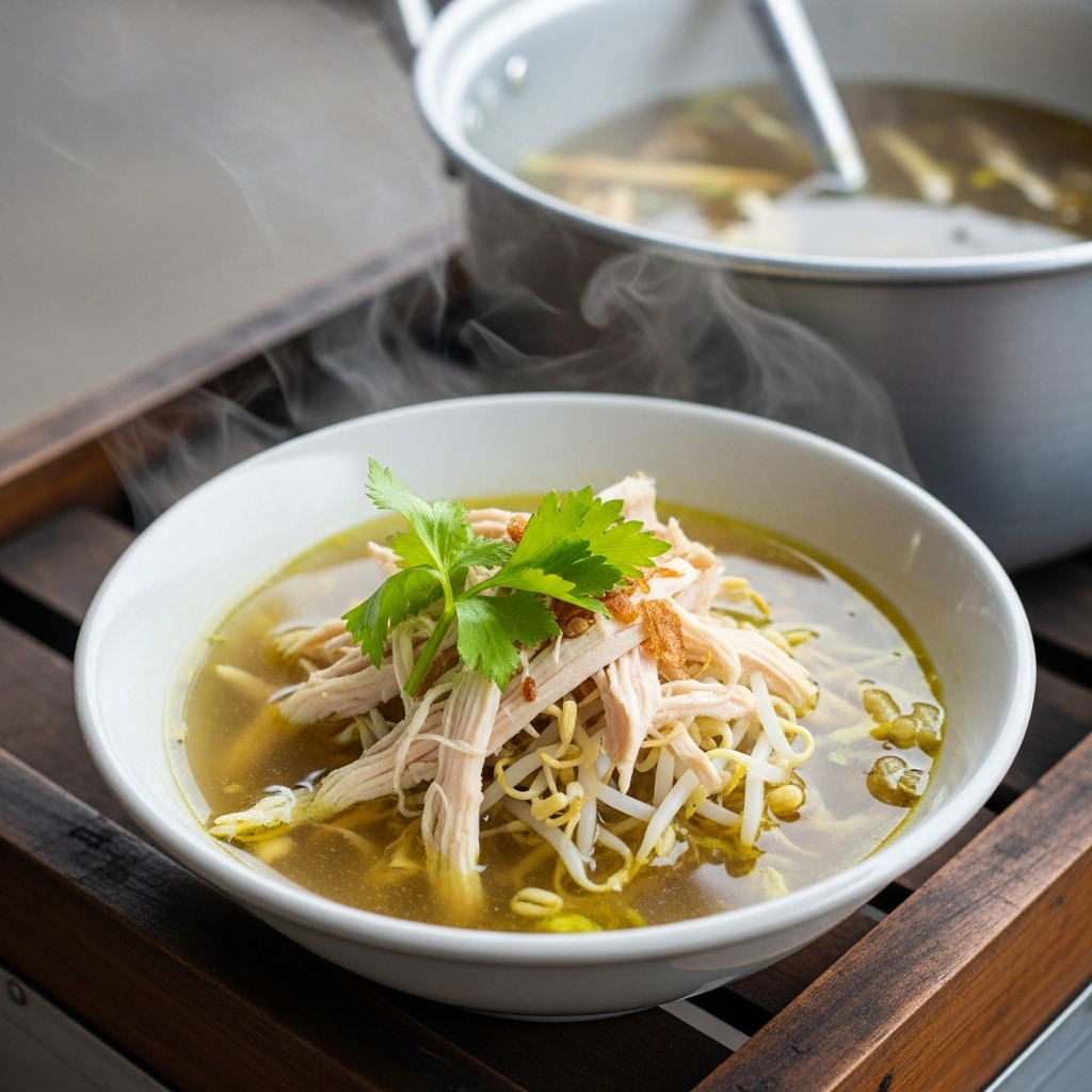 Kuah Soto Boyolali kaki lima yang bening kristal menggunakan rebusan karkas ayam potong segar bebas darah beku dari Tricik.