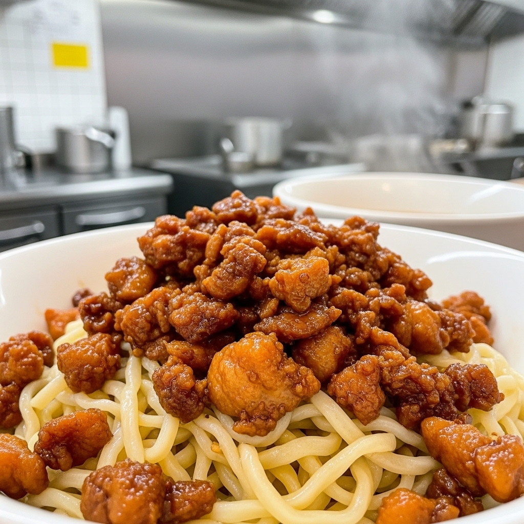 Topping ayam kecap cincang kasar bertekstur padat untuk mie yamin menggunakan karkas segar Tricik.