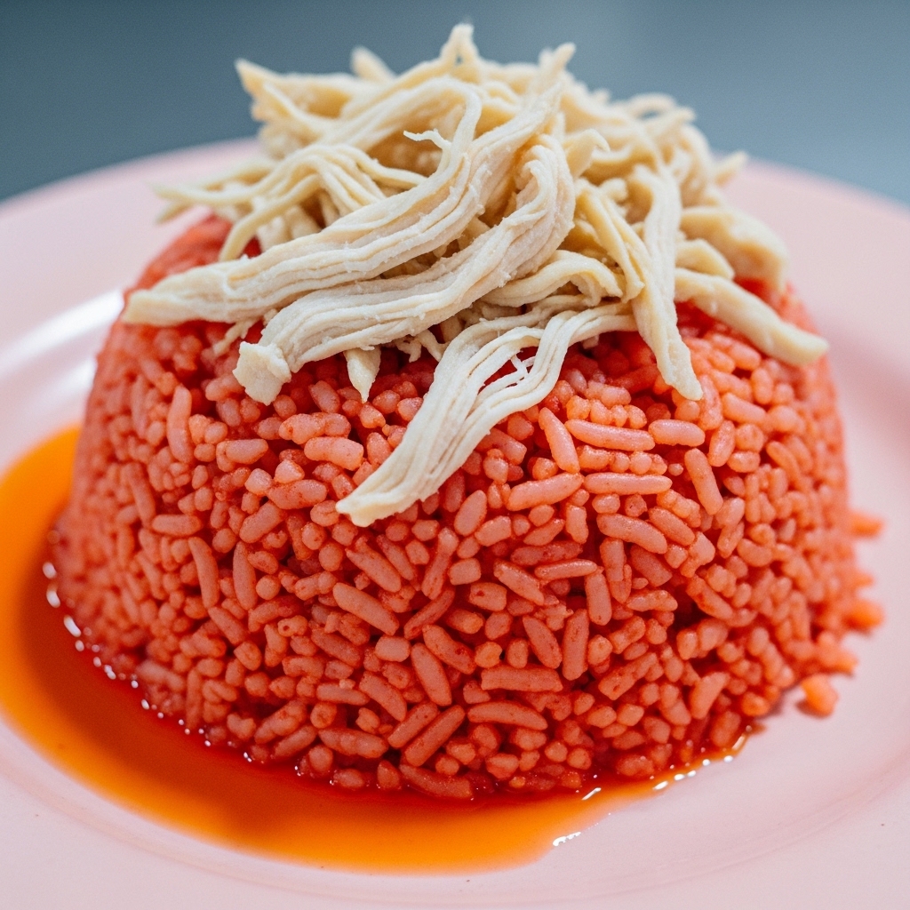 Nasi goreng merah Makassar dengan topping suwiran dada ayam kesat anti basah dari karkas segar Tricik.