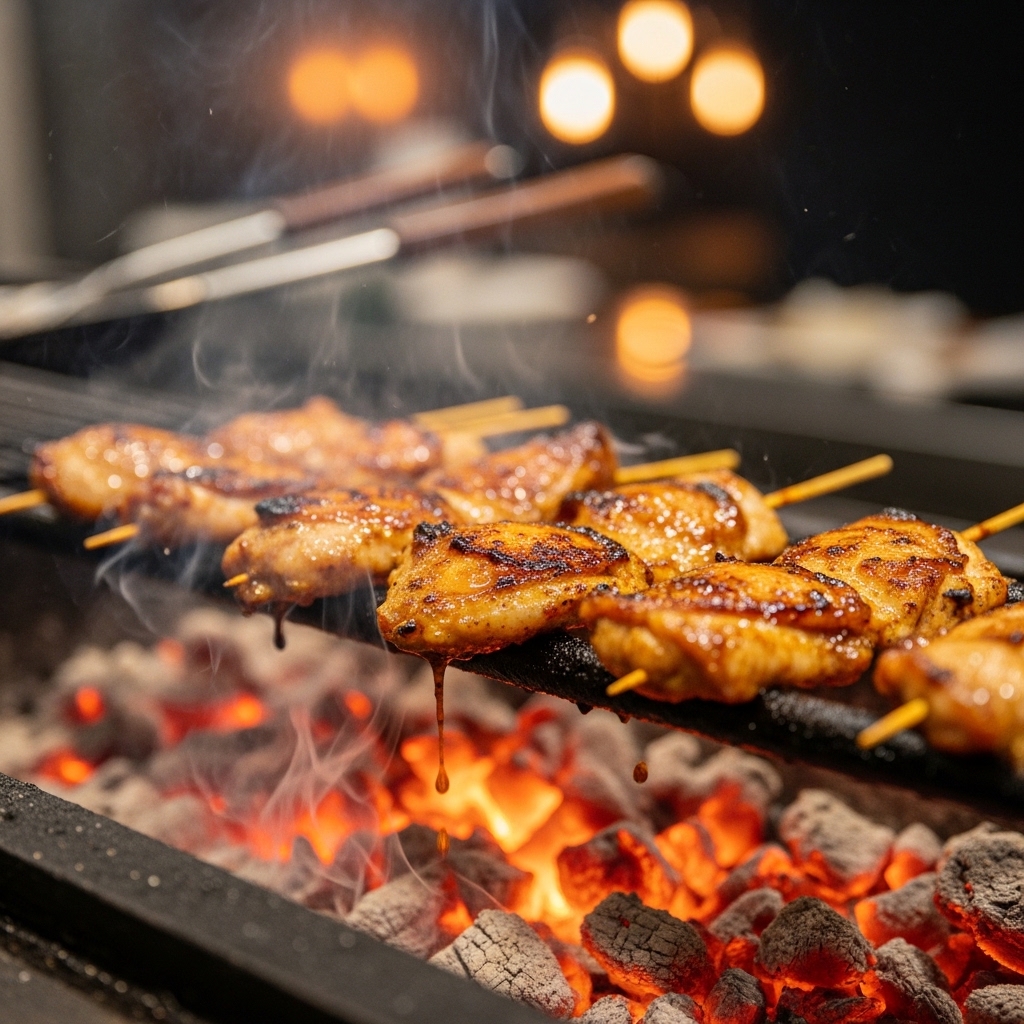 Sajian sate ayam premium yang juicy dan empuk menggunakan daging boneless paha fillet segar dari distributor Tricik Cengkareng