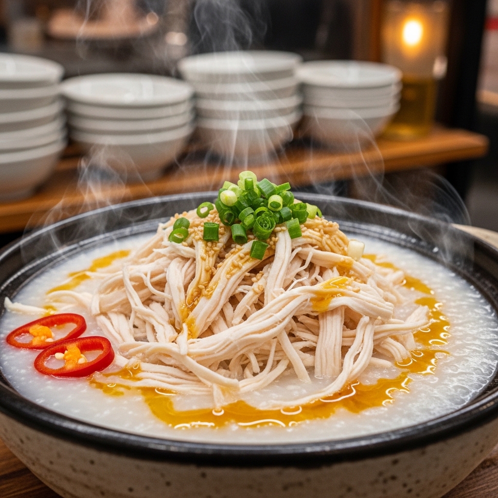 Suwiran halus memanjang untuk bubur ayam oriental menggunakan fillet dada dari karkas segar 1.2 kg Tricik.