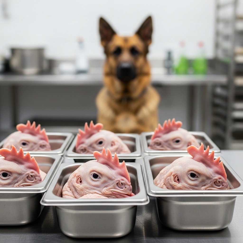 SOP pembekuan kepala ayam segar dari Tricik Cengkareng untuk diet raw feeding anjing ras besar yang bebas parasit dan aman dikonsumsi