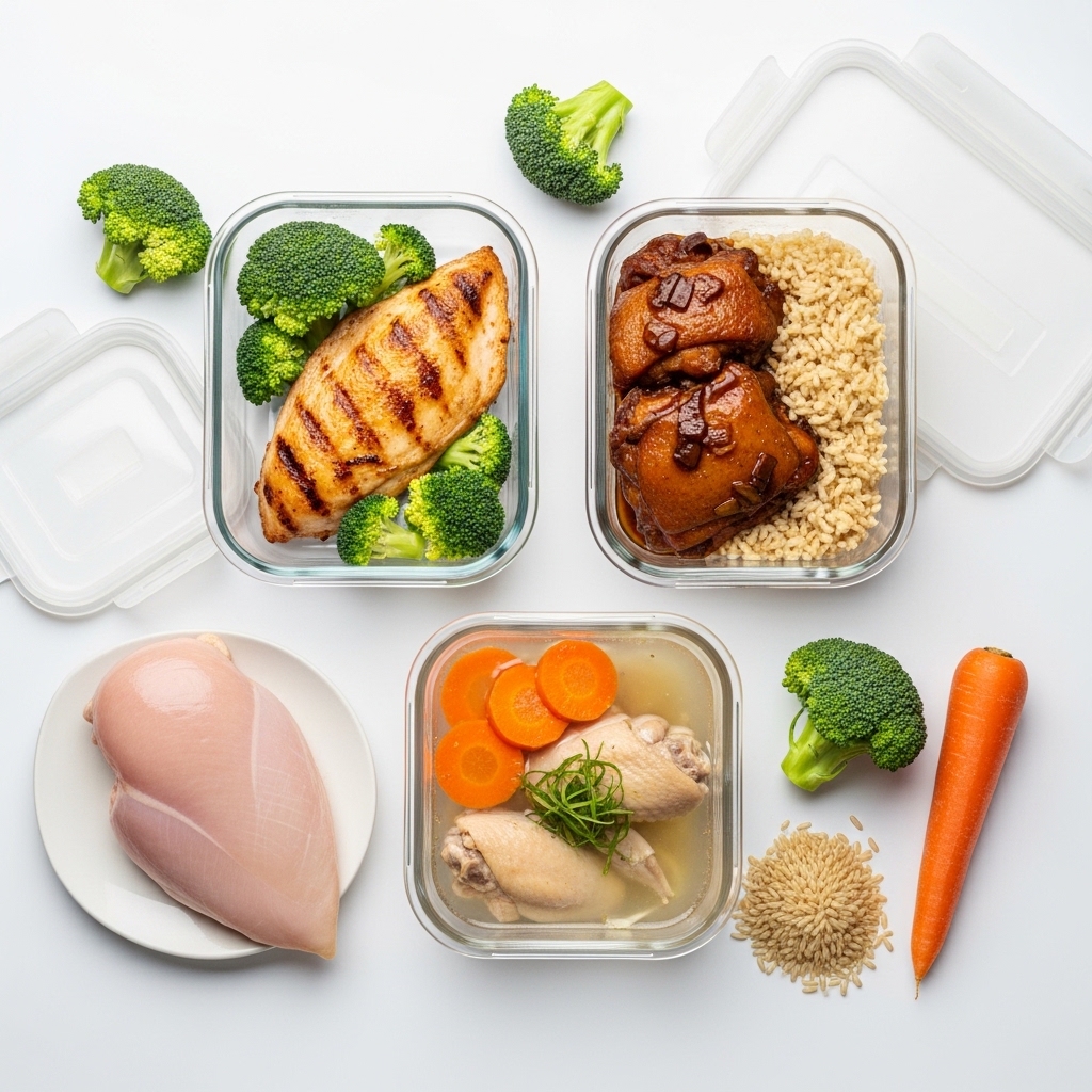 Variasi menu katering diet sehat menggunakan ayam parting dada paha dan sayap Tricik