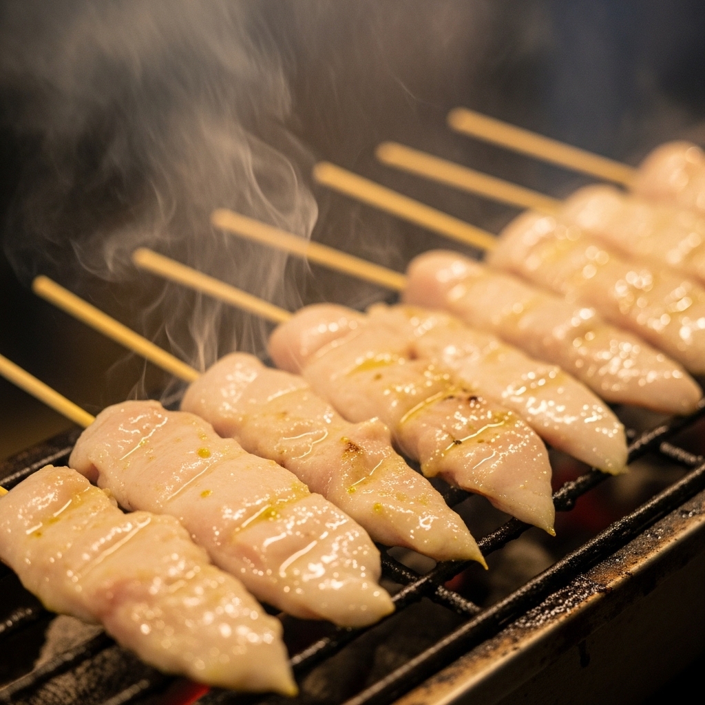 Potongan daging dada utuh putih bersih dari karkas segar Tricik Cengkareng untuk standar visual sate taichan Senayan B2B