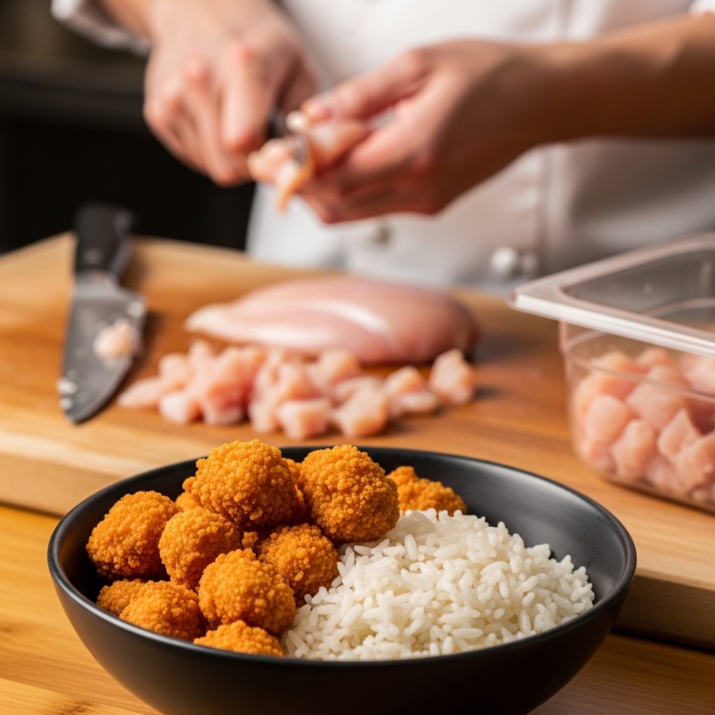 Ayam Popcorn Chicken renyah hasil olahan sisa trimming boneless dada ayam segar Tricik Cengkareng untuk efisiensi food cost restoran B2B