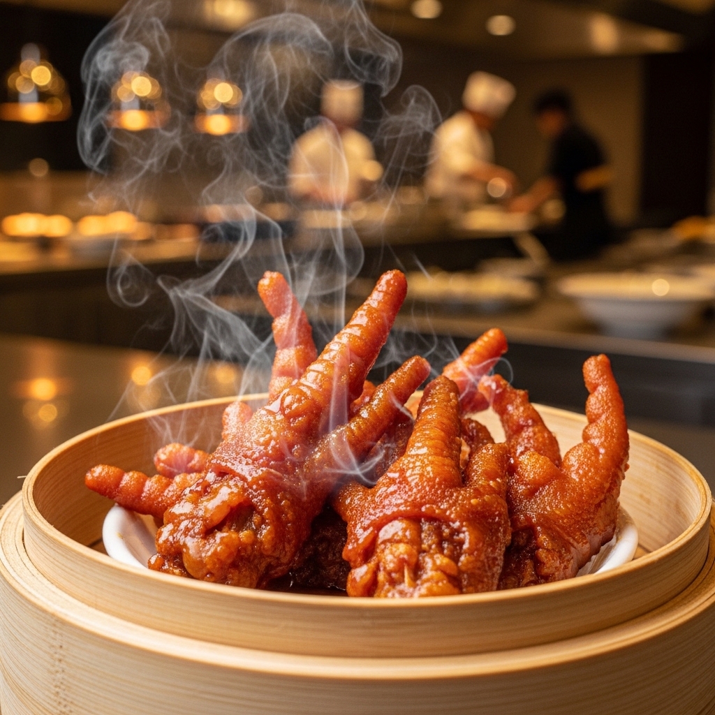 Tekstur kulit ceker ayam mekar keriting cakar naga menggunakan bahan baku ceker bersih Tricik Cengkareng untuk menu Dimsum Angsio restoran B2B