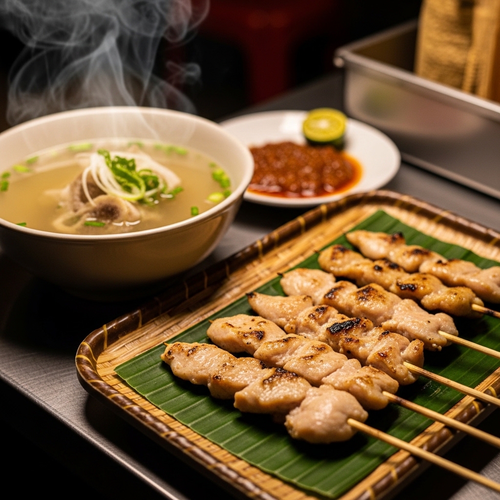 Sate taichan daging putih segar dan kaldu bening hasil filet karkas utuh dari pasokan Tricik Cengkareng untuk menekan HPP bisnis kuliner jalanan B2B