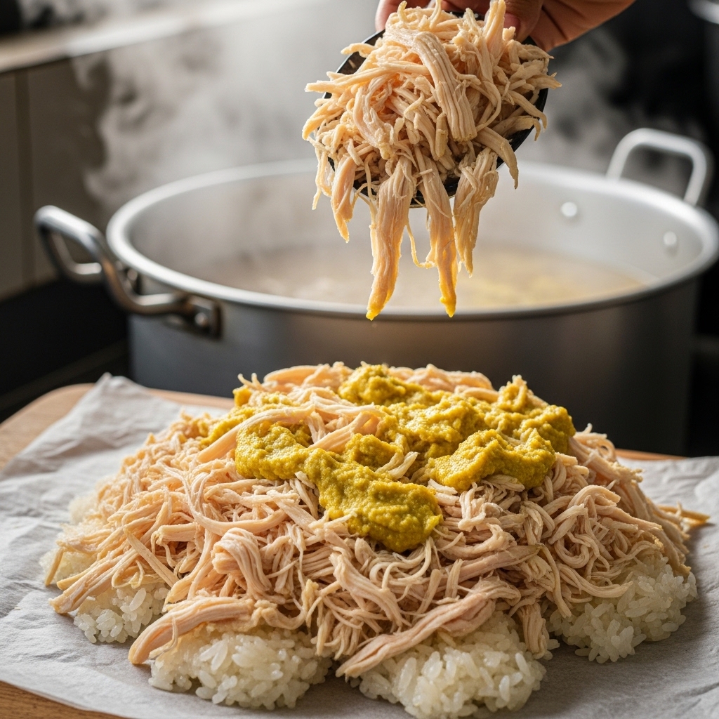 Suwiran dada karkas ayam segar kiriman pagi Tricik Cengkareng untuk isian lemper dan jajanan kue subuh bisnis B2B