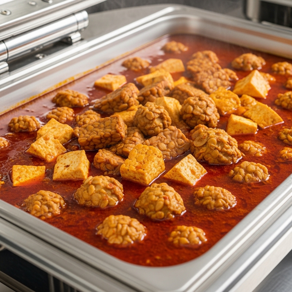 Menu semur ayam tahu tempe menggunakan karkas segar potong 16 dari Tricik Cengkareng untuk efisiensi budget katering pabrik industri B2B