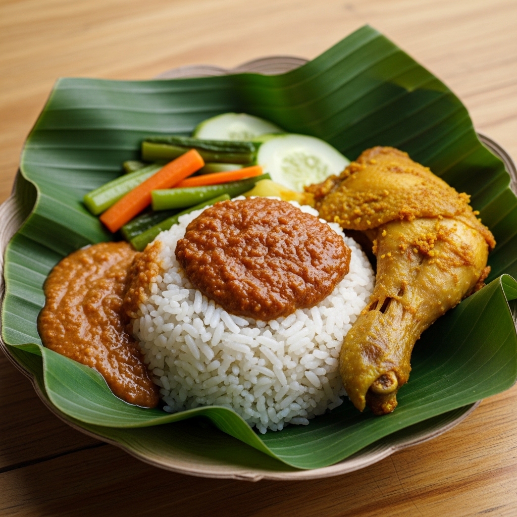 Ayam goreng parting 12 dari karkas segar Tricik sebagai lauk proporsional untuk Nasi Pecel Pincuk Madiun.