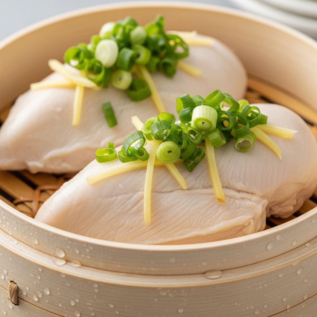 Menu dada ayam kukus jahe tanpa kulit ramah diabetes menggunakan boneless segar dari Tricik Cengkareng untuk katering rumah sakit B2B