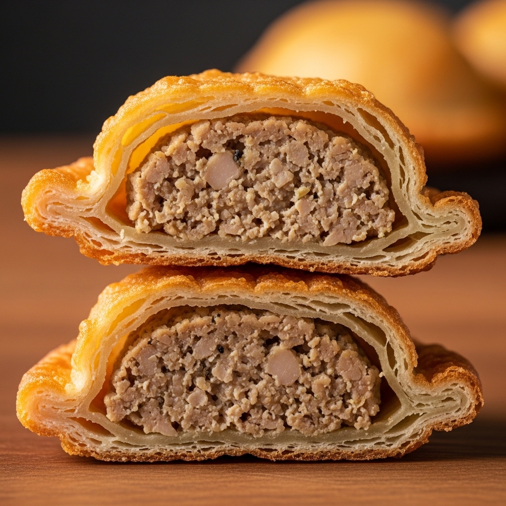 Isian pastel ayam cincang padat dan kulit renyah menggunakan daging karkas segar dari Tricik Cengkareng untuk efisiensi UMKM B2B.