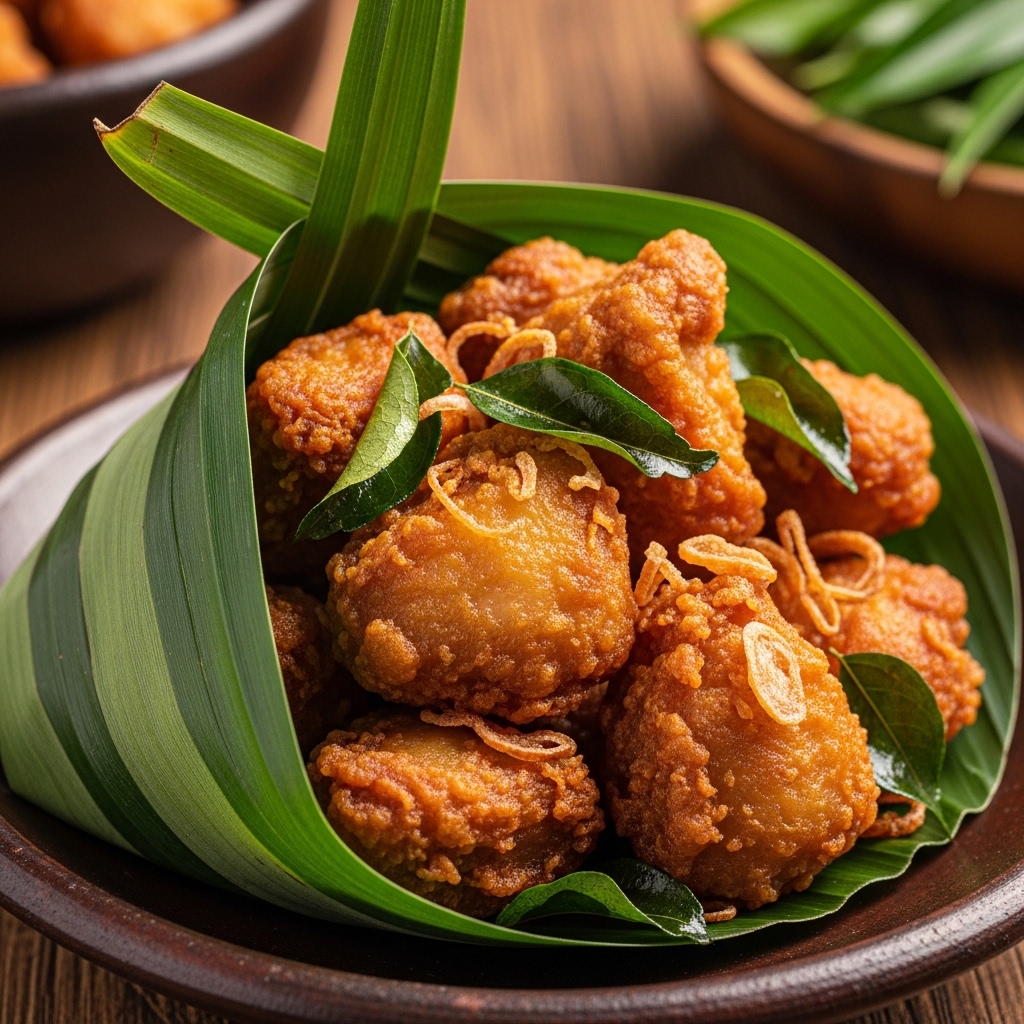 Potongan kecil toss size ayam segar Tricik Cengkareng yang digoreng garing untuk hidangan Ayam Tangkap Aceh di restoran B2B
