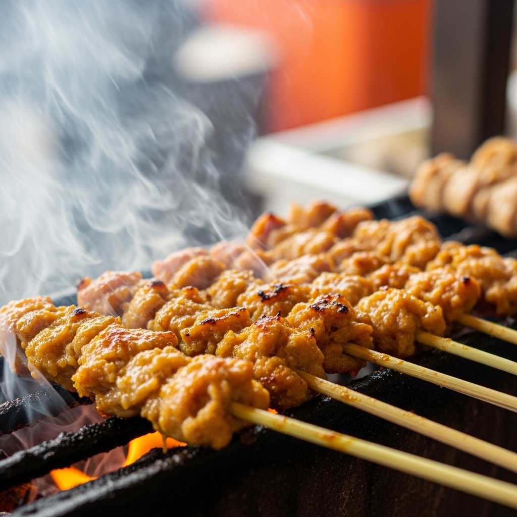 Sate lilit ayam Bali gerobakan yang kenyal menggunakan gilingan karkas utuh segar plus kulit dari pasokan B2B Tricik Cengkareng