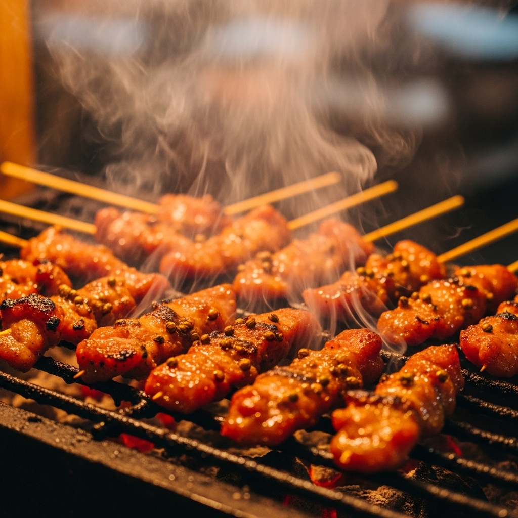 Sate maranggi ayam keliling dengan bumbu ketumbar meresap sempurna menggunakan karkas daging segar Tricik.