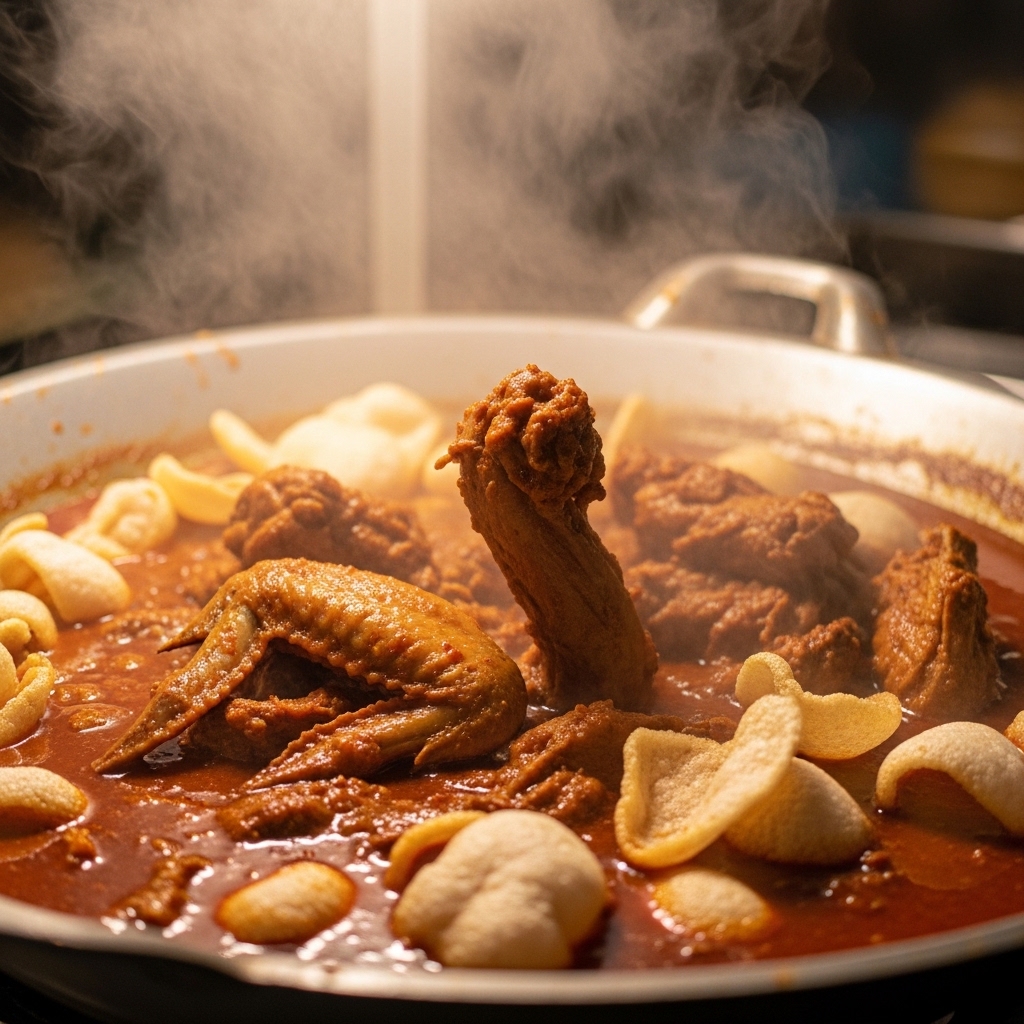 Sajian seblak sayap pedas menggunakan optimalisasi sisa potongan karkas ayam utuh segar Tricik Cengkareng untuk menekan HPP warung B2B