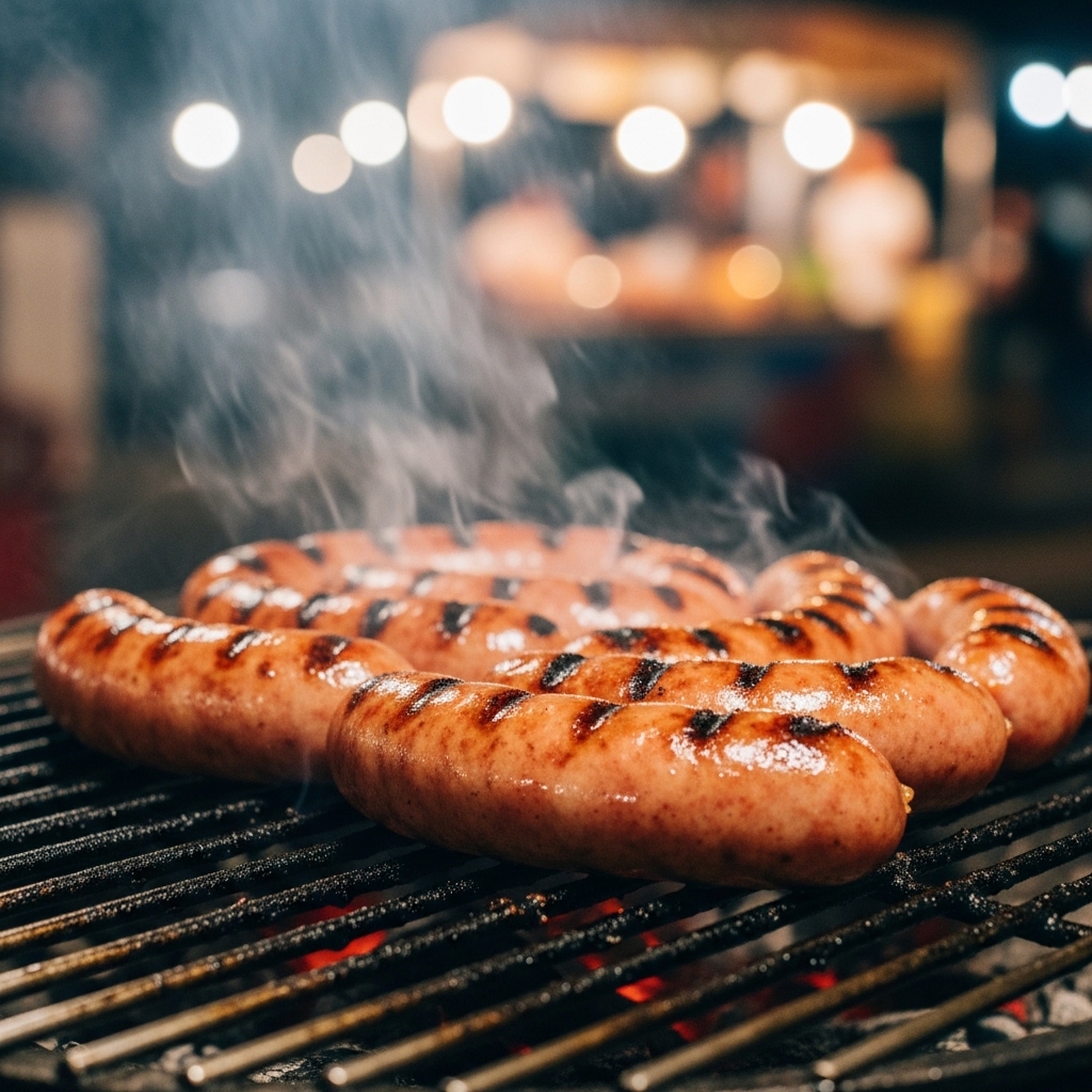 Sosis ayam bakar homemade padat dan juicy menggunakan gilingan karkas segar pasokan Tricik Cengkareng untuk efisiensi HPP UMKM B2B